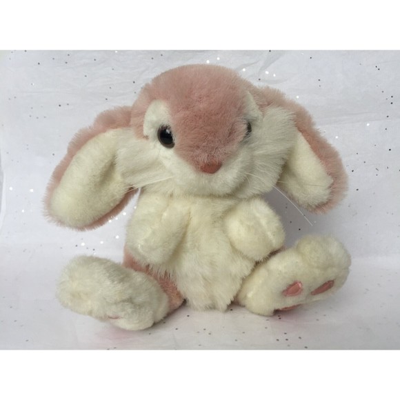Vintage Chosun Intenational Pink White Bunny Plush Stuffed Animal 7" Floppy Ears - Picture 2 of 12